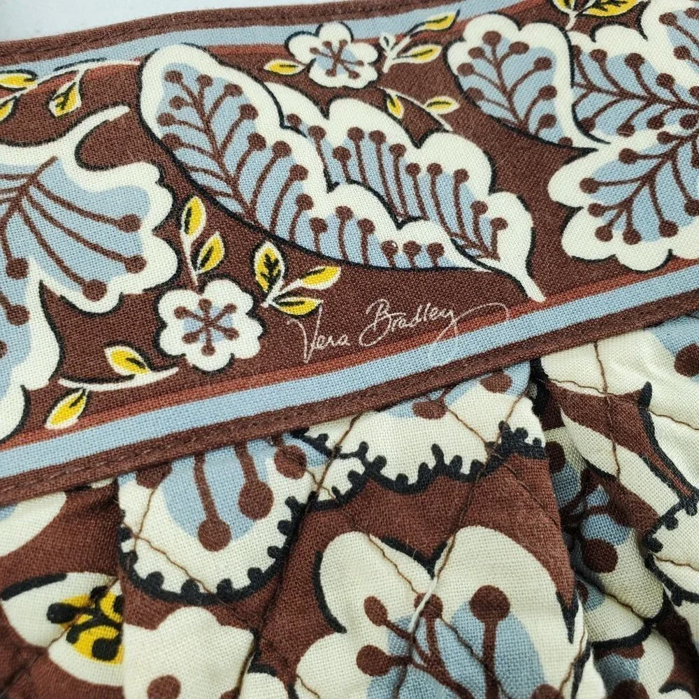 Vera Bradley Slate Blooms Pattern Top Zip Shoulder Bag Quilted Floral Handbag